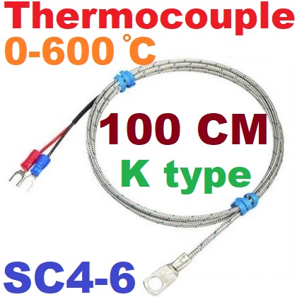 เทอร์โมคัปเปิล Thermocouple K type SC4-6 Temperature 0-600C ยาว 1 เมตร Probe หางปลากลมขนาดรู 6 มม.