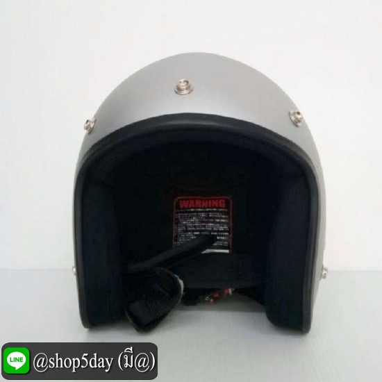 AVEX หมวกกันน็อควินเทจคลาสสิค ราคาถูก รุ่นLB ลายเลข 8 สีบรอนเงินด้าน คิ้วดำ ผ้าดำ