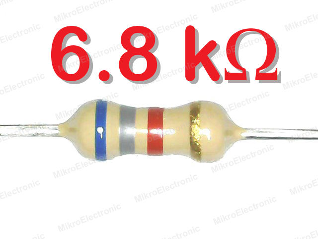 6.8K 1/4W 5% ตัวต้านทาน แพ็คละ 10 ตัว Carbon Film Fixed Resistor