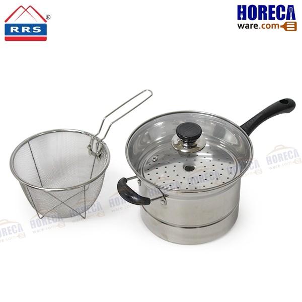 Ikkyu stainless steel pot-fryer-steamer set