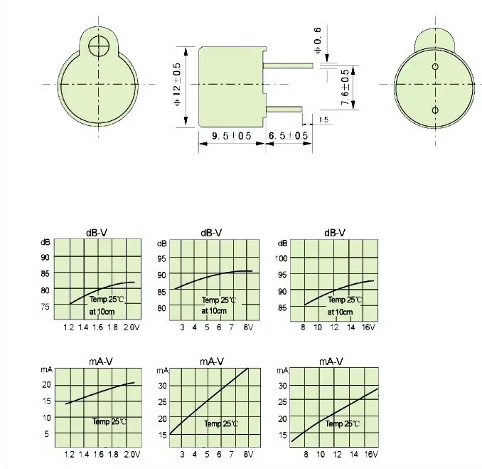 TMB12A05 12x9.5 mm. 5V Active buzzer