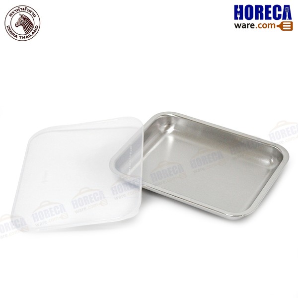Happy Zee deep square food tray with lid, Zebra head-pv48