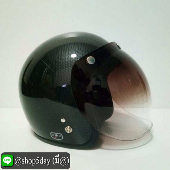 ALTRAX หมวกกันน็อควินเทจคลาสสิค ราคาถูก รุ่น CARBON SKIN ลายคาร์บอน นวมถอดซักได้ พร้อมแว่นBUBBLE สีทูโทน