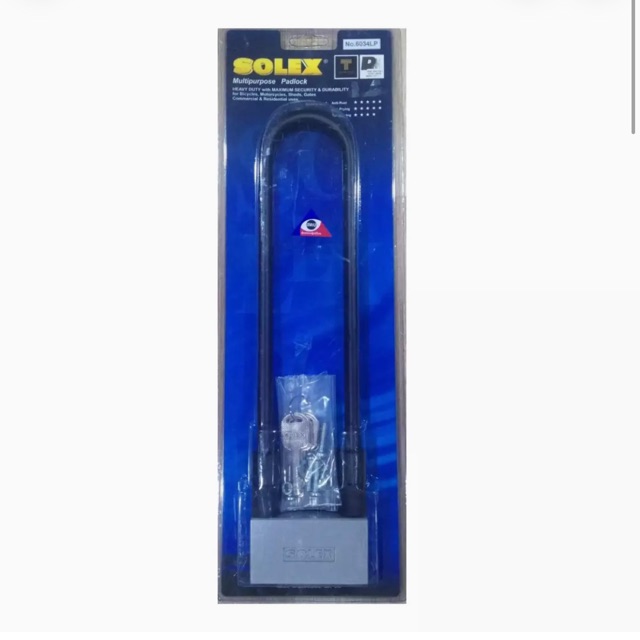 กุญแจล็อคล้อรถ-ล็อคโช๊คมอเตอร์ไซด์-SOLEX-6034, 6035-แบบห่วงยาว-คล้องประตู,ล็อครั้ว,ล็อคอาคาร (สีดำ)