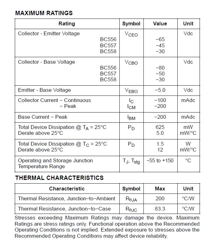 ทรานซิสเตอร์ BC558B PNP 30V 0.1A for Switching and General Purpose Application Complementary with BC548