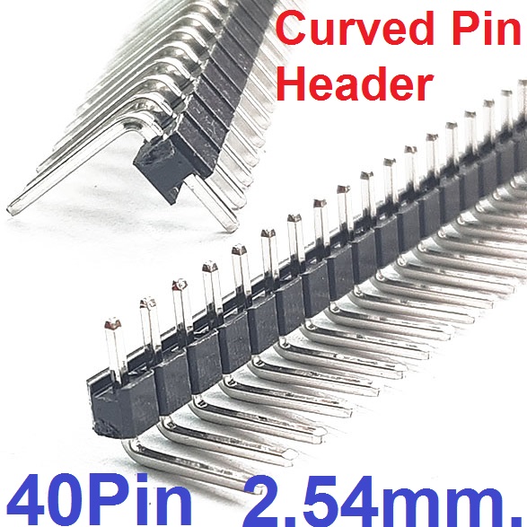 ก้างปลา สีดำ 40Pin 2.54mm Single Single Row Curved Pin Header Connector Strip Curved Needle For Arduino แบบงอ 90 องศา