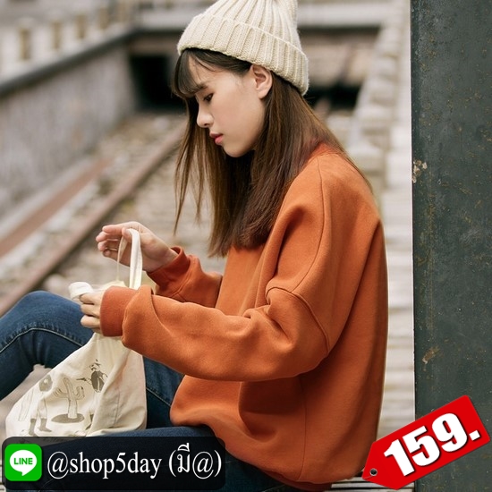 🔥 หนาวแล้วจร้า เสื้อกันหนาวแขนยาวผ้าสำลีหนานุ่ม 14 สีจุใจ ‼️