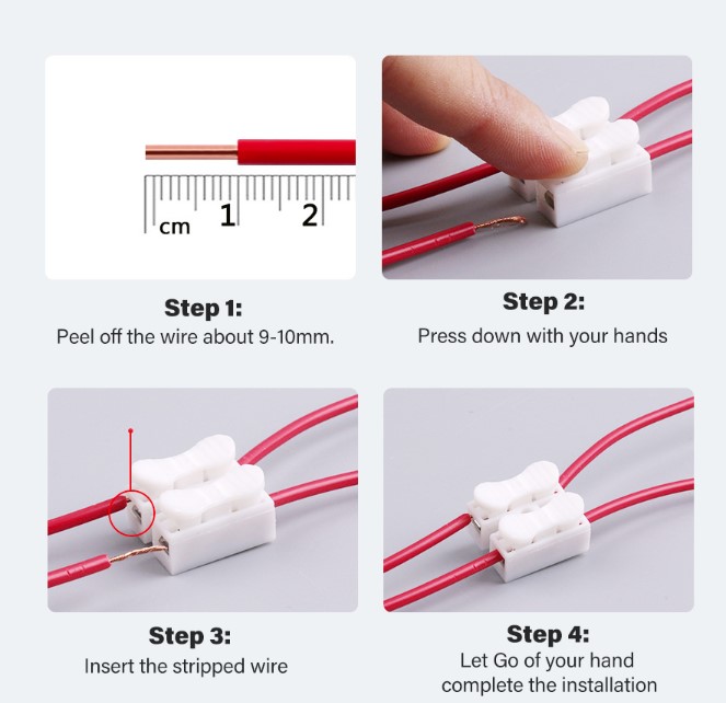 ขั้วต่อสายไฟ 3 Way Spring Clamp Terminal Blocks Quick Wire Connectors Push Quick Splice Lock Cable Wire Connector CH2