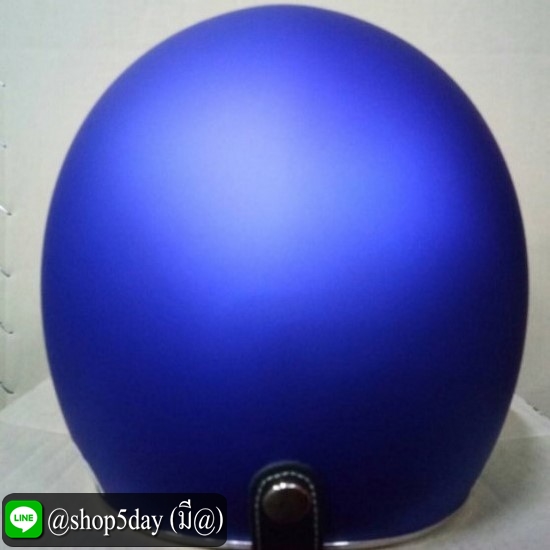 หมวกกันน็อคคลาสสิค วินเทจ สีน้ำเงินด้าน ขอบโคเมี่ยม