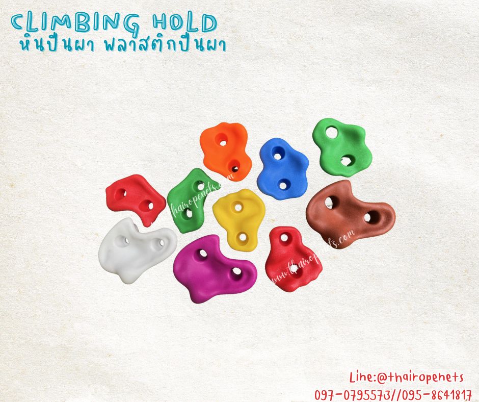 หินปีนผาจำลอง หินปีนหน้าผา พลาสติกปีนผา climbing hold อุปกรณ์ปีนผาสำหรับติดปูน พร้อมน็อตสำหรับติดตั้งในชุด