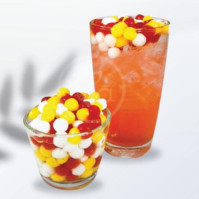 วุ้นฟรุ๊ตสลัดสามสี วุ้นสตอเบอรี่ เจลลี่ท็อปปิ้ง Fruit Jelly - Three Color วุ้นผลไม้รวม Jelly วุ้น คาราจีแนน (1000 กรัม / ถุง)