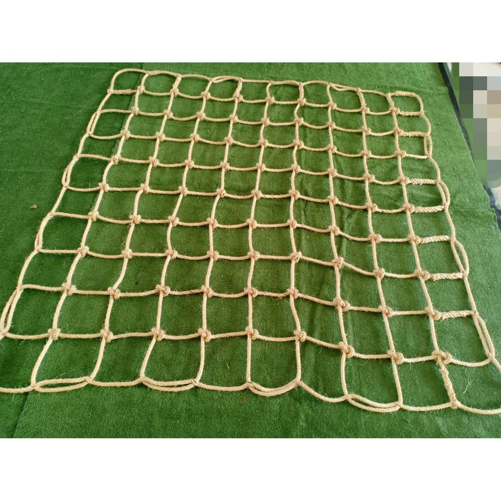 ตาข่ายเชือกมะนิลาถักปมปีนป่าย (สามสน) งานธรรมชาติ ขนาด 2 x 2 m. (รับผลิตได้ทุกขนาด)
