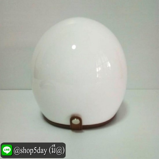 AVEX หมวกกันน็อควินเทจคลาสสิค ราคาถูก รุ่น LB สีขาวเงา คิ้วน้ำตาล ผ้าน้ำตาล