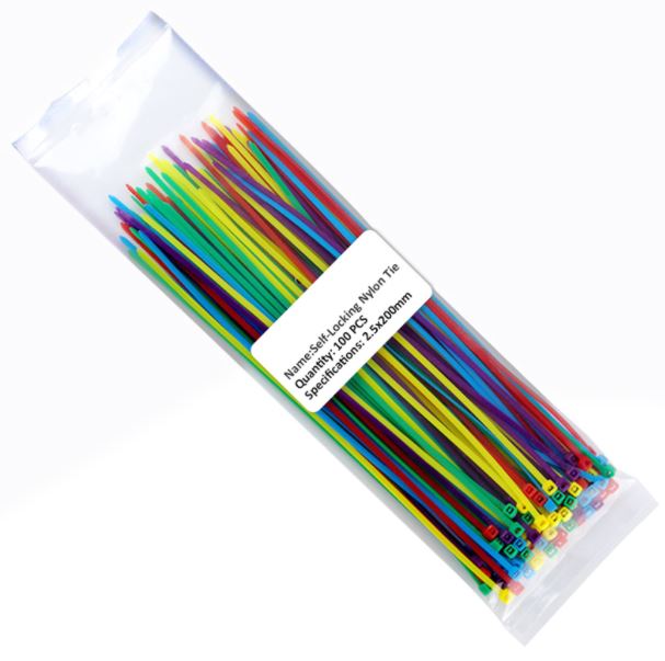 เคเบิ้ลไทร์ 2.5x100mm. รวมทุกสี แพ็คละ 100 ชิ้น Cable tie Length 100mm nylon self-locking Mix color plastic binding rope wire fixed small cable tie 10cm (4 นิ้ว) 4"