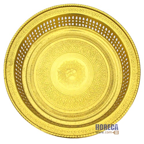 พานขันโตกลายไทย ทอง 26 ซม. แมวน้ำ