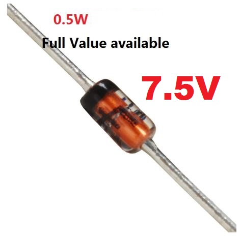 ซีเนอร์ไดโอด 7.5V 1/2W zener diode (0.5W) (500mW) DO-35