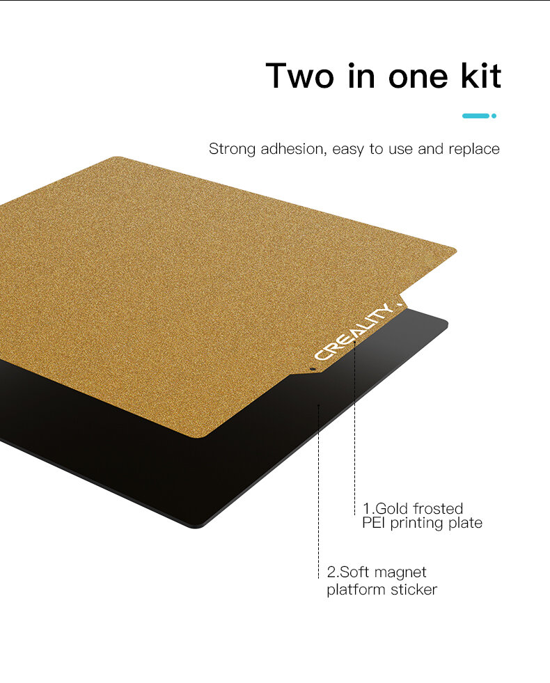 Creality CR-6 SE GOLD PEI FROSTED SURFACE 255x245x2mm Pei ฐานพิมพ์แม่เหล็ก Flame Retardant and Heat Resistant