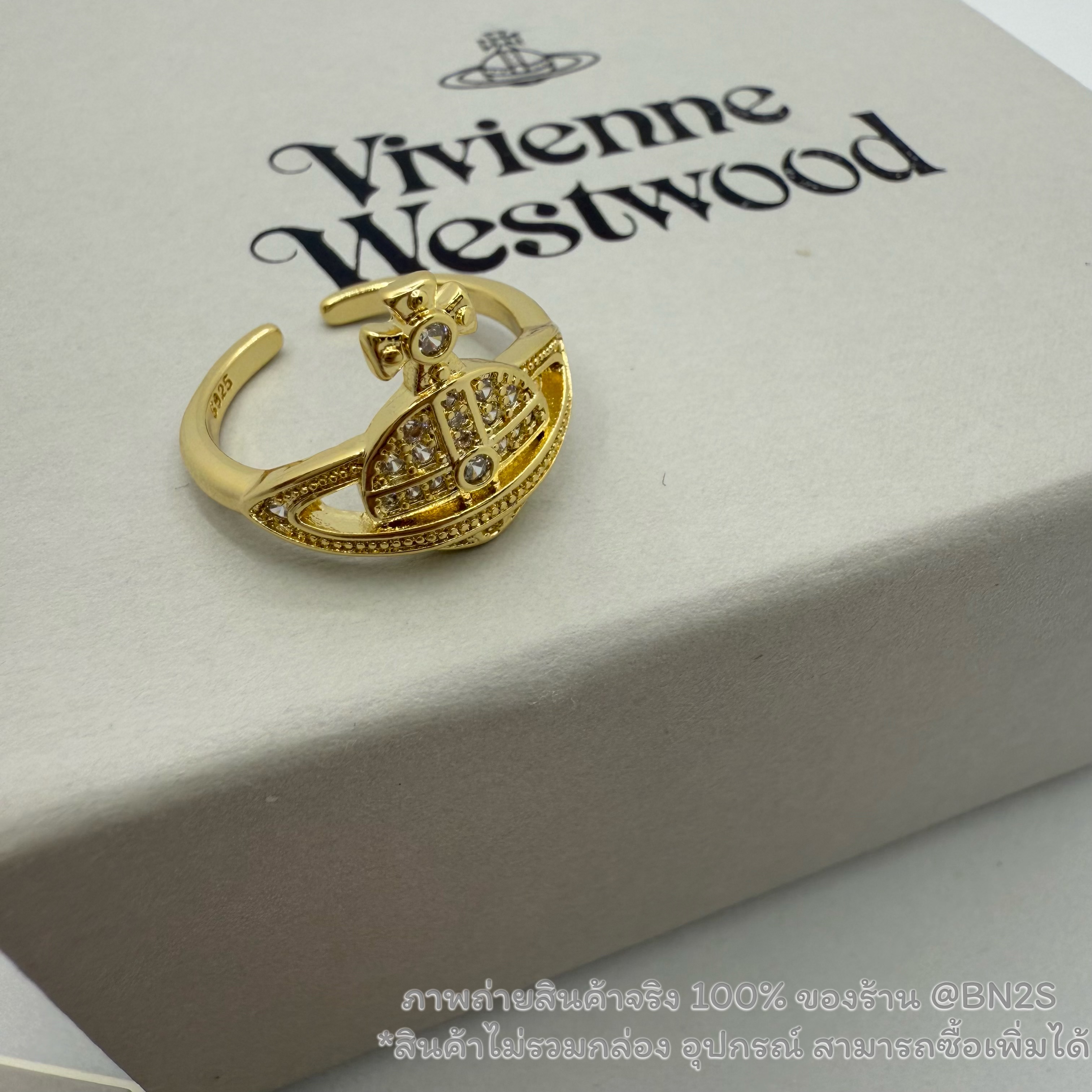 สีทอง * Vivienne Westwood Mini Orb Ring แหวนวิเวียน ดาวเสาร์ ประดับเพชร งานฝังเพชรละเอียด งานสวย ฟรีไซส์ พร้อมส่งในไทย ไม่มีกล่อง อุปกรณ์