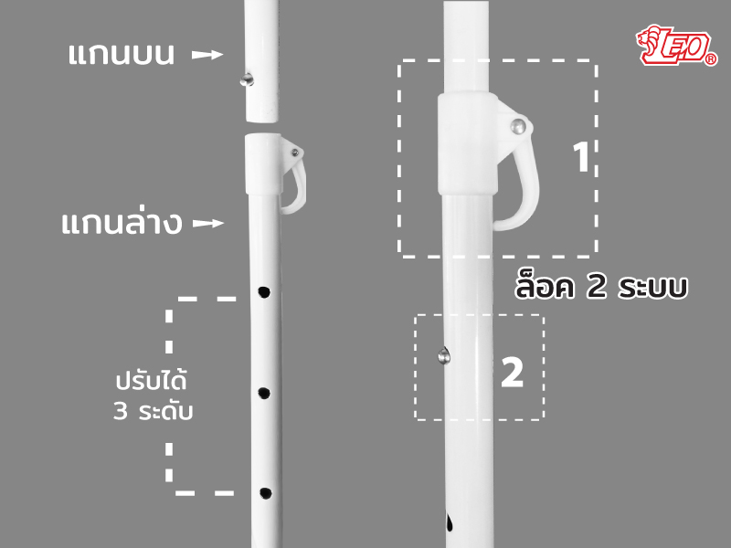 Leo ร่มสนาม แม่ค้า ร้านกาแฟ ขนาด Ø1.60 เมตร ผ้าD420