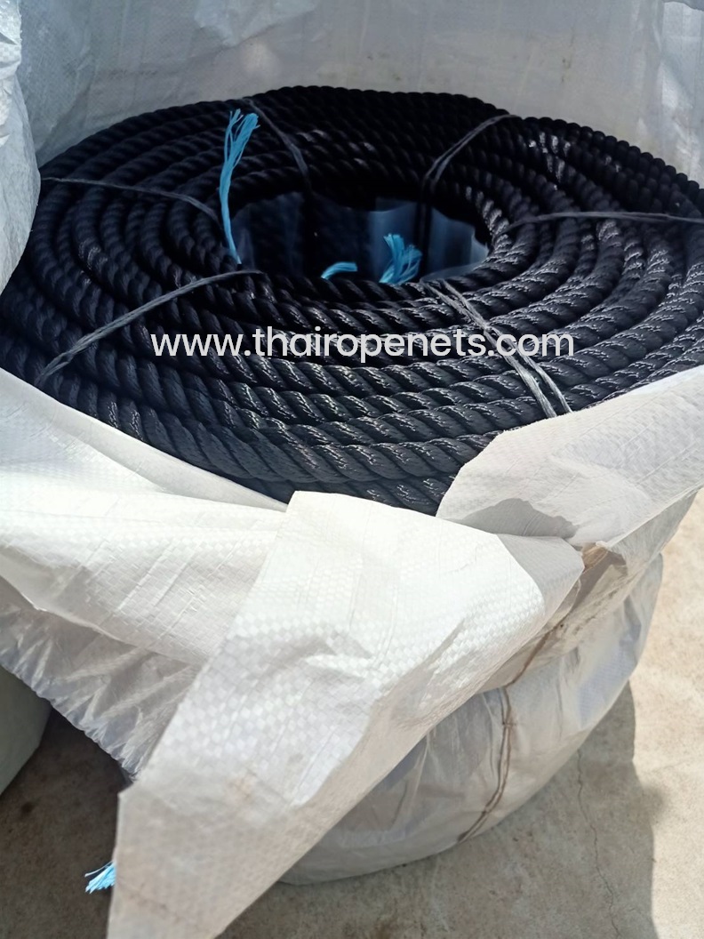 เชือกสีดำ Polyester Rope Grade A เชือกโพลีเอสเตอร์ 14 mm. ยาว 200 m.