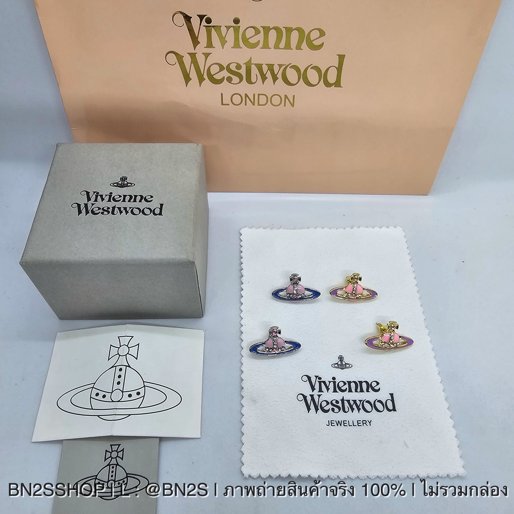 สีน้ำเงิน | Vivienne Westwood Saturn Earrings ต่างหูดาวเสาร์ลงสี งานสวย