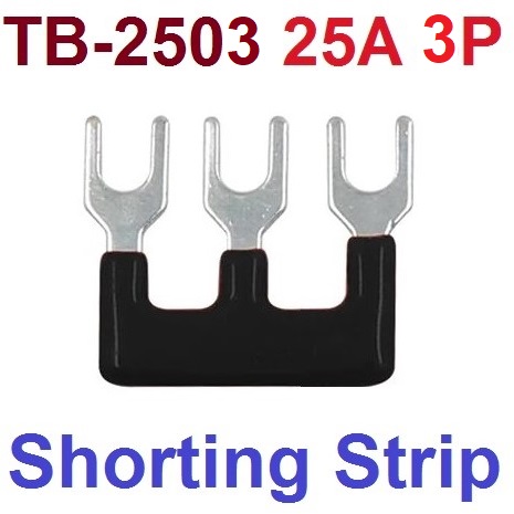 TB-2503 จั้มเปอร์ 3 ช่อง สีดำ สำหรับเทอร์มินอลบล็อก 25A Jumper Bar for Terminal Block 3 pin Connector Bar black color