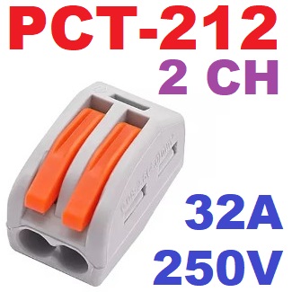 Terminal ต่อสายไฟ PCT-212 Wire Connector 2 Port Lever Conductor Compact Wire Fast Connection Terminal Suitable for Multiple Types of Wires