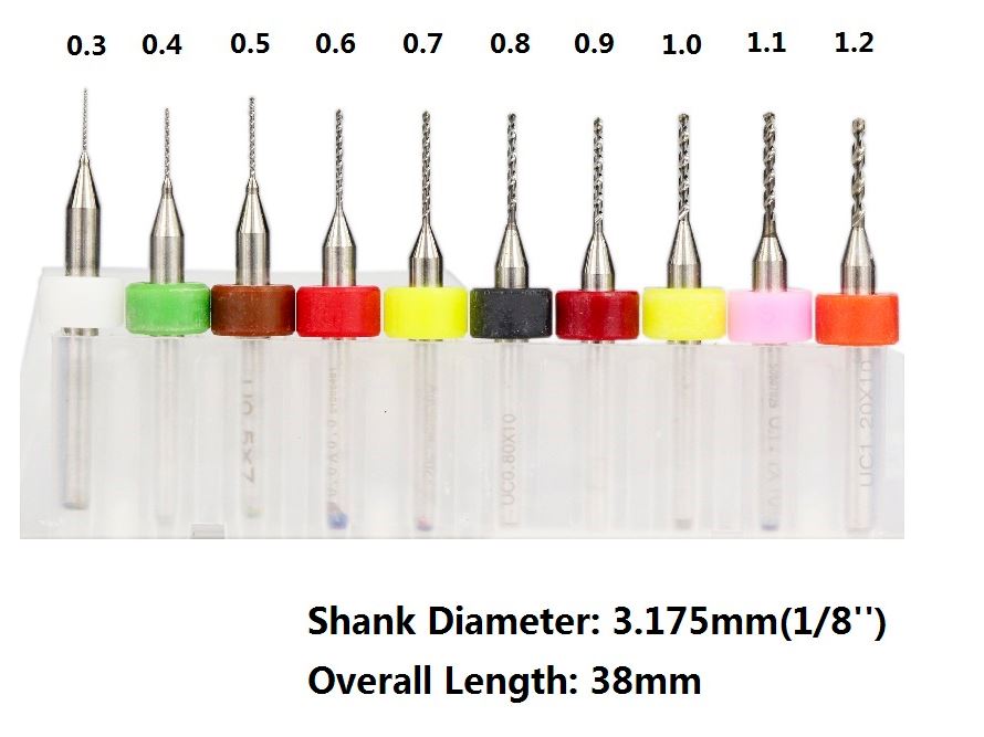 ดอกเจาะ PCB, ไม้, อะคริลิค 0.3-1.2 mm Mini PCB Drill Bits Carbide Drill Bit Set 1/8'' Shank For Circuit Board CNC Engraving Sharpener Drill Tools