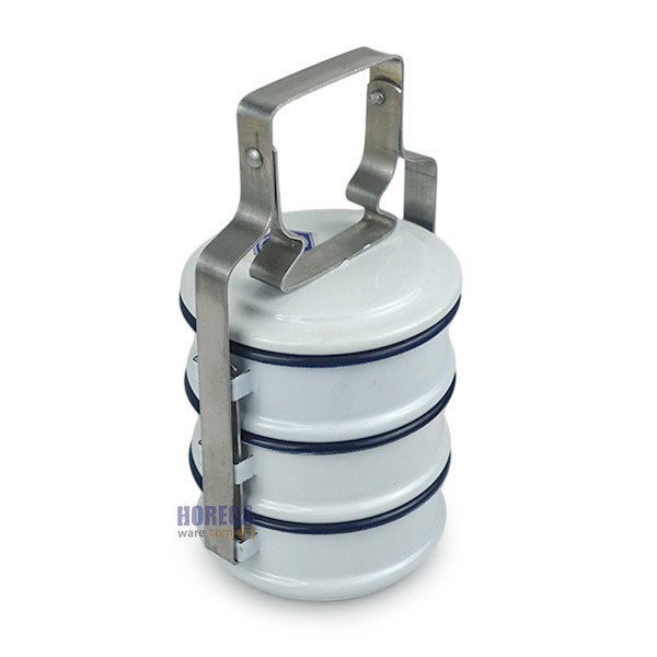 สีสัน ปิ่นโต 10/3 สีเดียว ขอบเขียว/น้ำเงิน(ขาว เหลือง เขียวมิ้น) กระต่าย-สุขสันต์