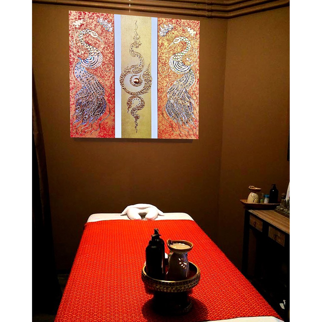 ภาพวาดนกยุงทอง ภาพวาดติดผนัง ใช้ตกแต่งผนังห้อง เสริมมงคล รับทรัพย์ ภาพติดฝาผนัง ภาพติดผนังห้อง ใช้ตกแต่งผนังห้อง E0042