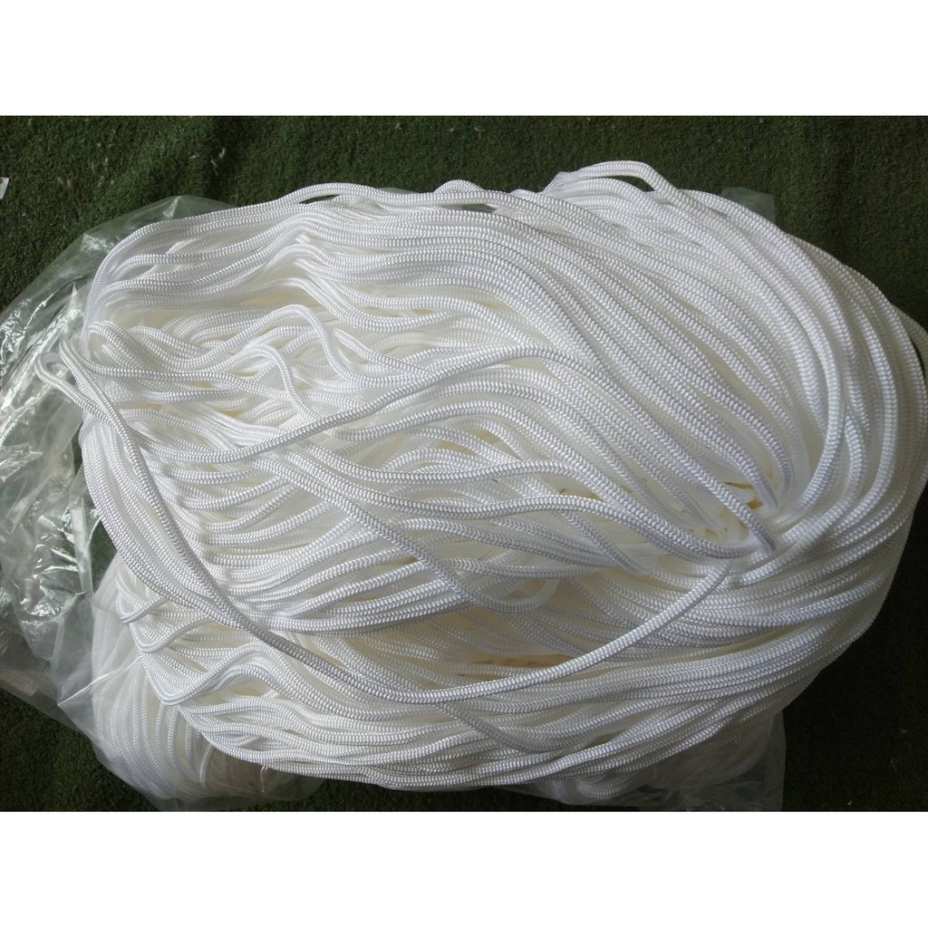 เชือกผ้าร่ม สีขาว 4 mm.(ยาว130เมตร/ม้วน) เชือกถักตาข่าย เชือกถักกระเป๋า