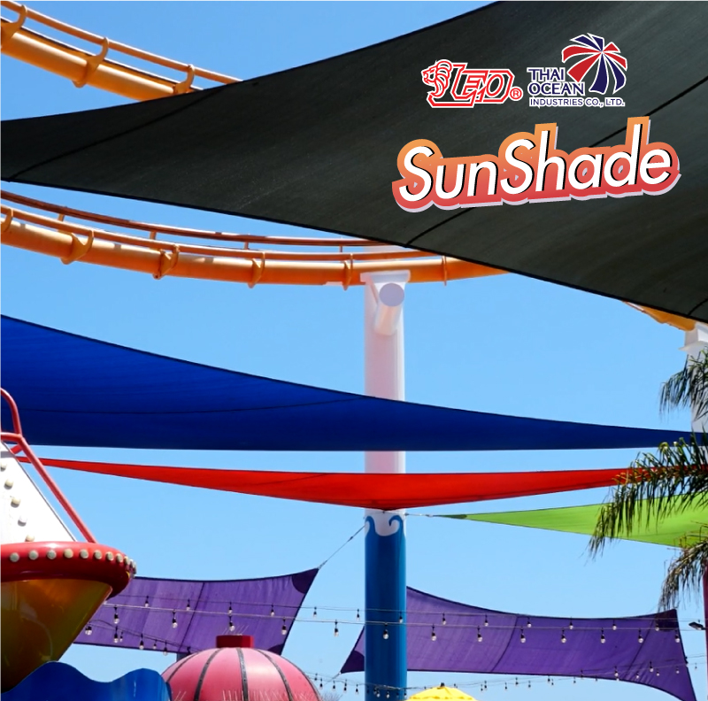 Leo ผ้าตาข่ายกรองแดด กันฝนปรอย สแลนตกแต่ง ม่านบังแดด ทรงสามเหลี่ยม Sunshade แถมฟรี ร่มพับ3ตอน