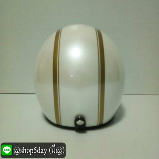 AVEX หมวกกันน็อควินเทจ ราคาถูก รุ่น LB สีขาวมุกคาดทอง พร้อมแว่นbubble สีทูโทน