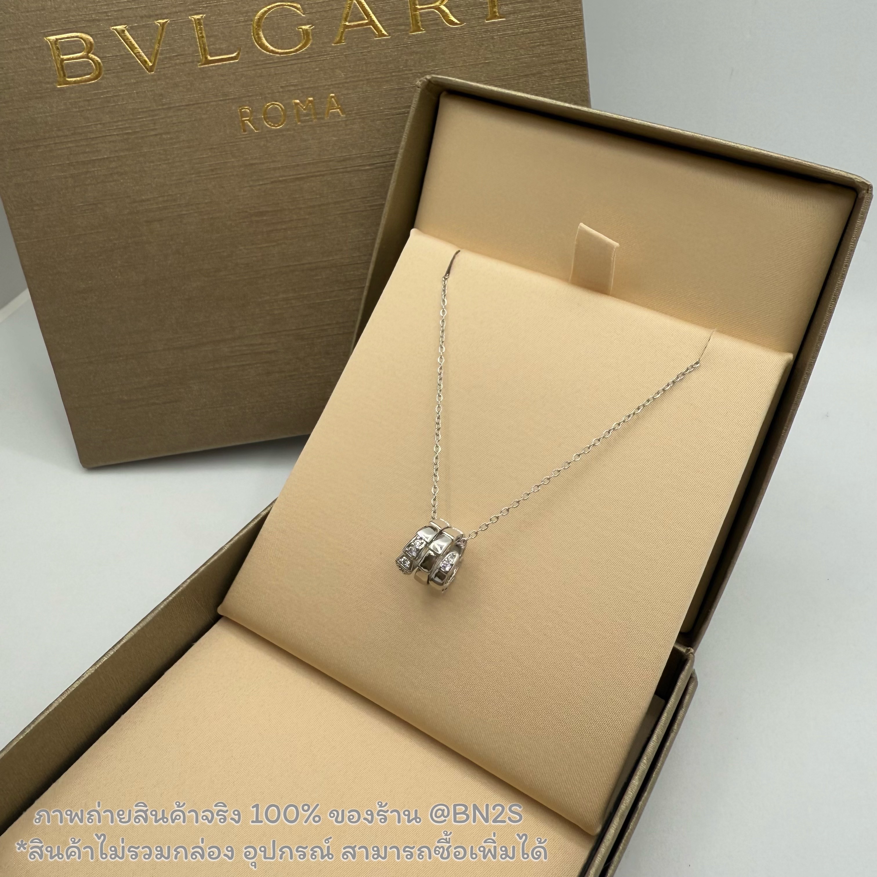 สีเงิน | Bvlgari Serpenti Viper Necklace สร้อยคอบูการี จี้งูเกลียว ฝังเพชรตรงปลาย งานสวยน่ารัก
