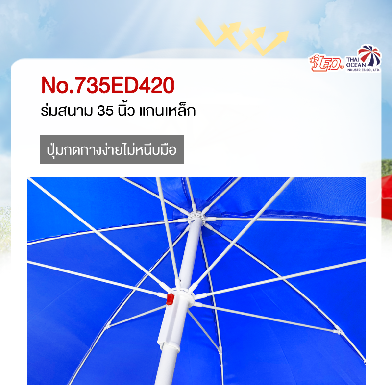 Leo ร่มสนาม แม่ค้า สำหรับขายของ ร้านกาแฟ ขนาด Ø1.55 เมตร ผ้าโพลีเอสเตอร์ 420D