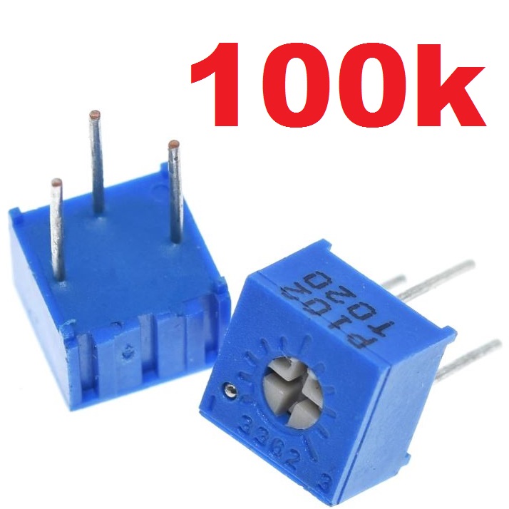 VR 100k 0.5W ตัวต้านทานปรับค่าได้ ทริมพ็อท หมุนได้ 1 รอบ 3362P Trimpot Potentiometer Trimmer Potentiometer Cermet 1 Turn Top Adjustment