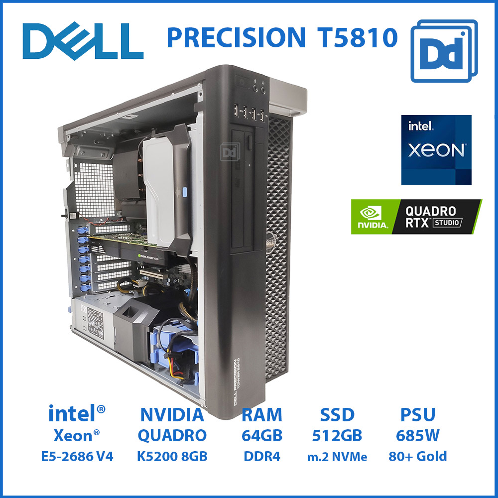 DELL Precision T5810 Workstation intel Xeon E5-2697V4 18C / 36T RAM 32GB NVMe 512GB USED คอมพิวเตอร์ทำงาน