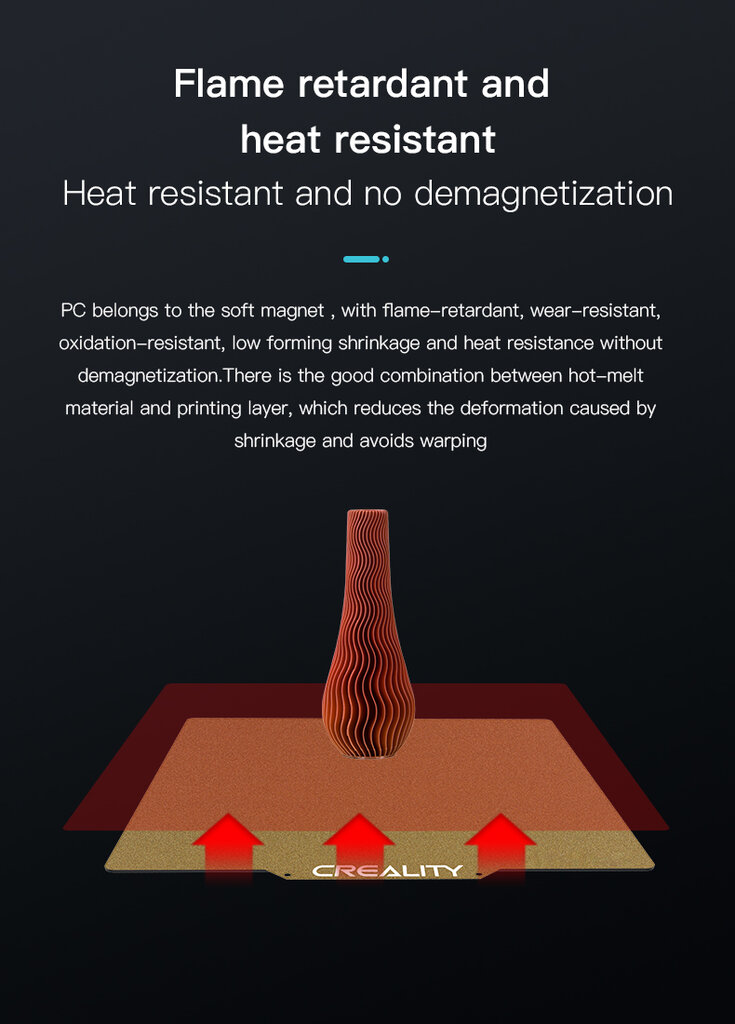 Creality CR-6 SE GOLD PEI FROSTED SURFACE 255x245x2mm Pei ฐานพิมพ์แม่เหล็ก Flame Retardant and Heat Resistant