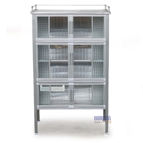 ตู้กับข้าว 3 ฟุต 6 ประตู 90x166x40ซม. ไลออน อลูมิเนียม คิทเช่น