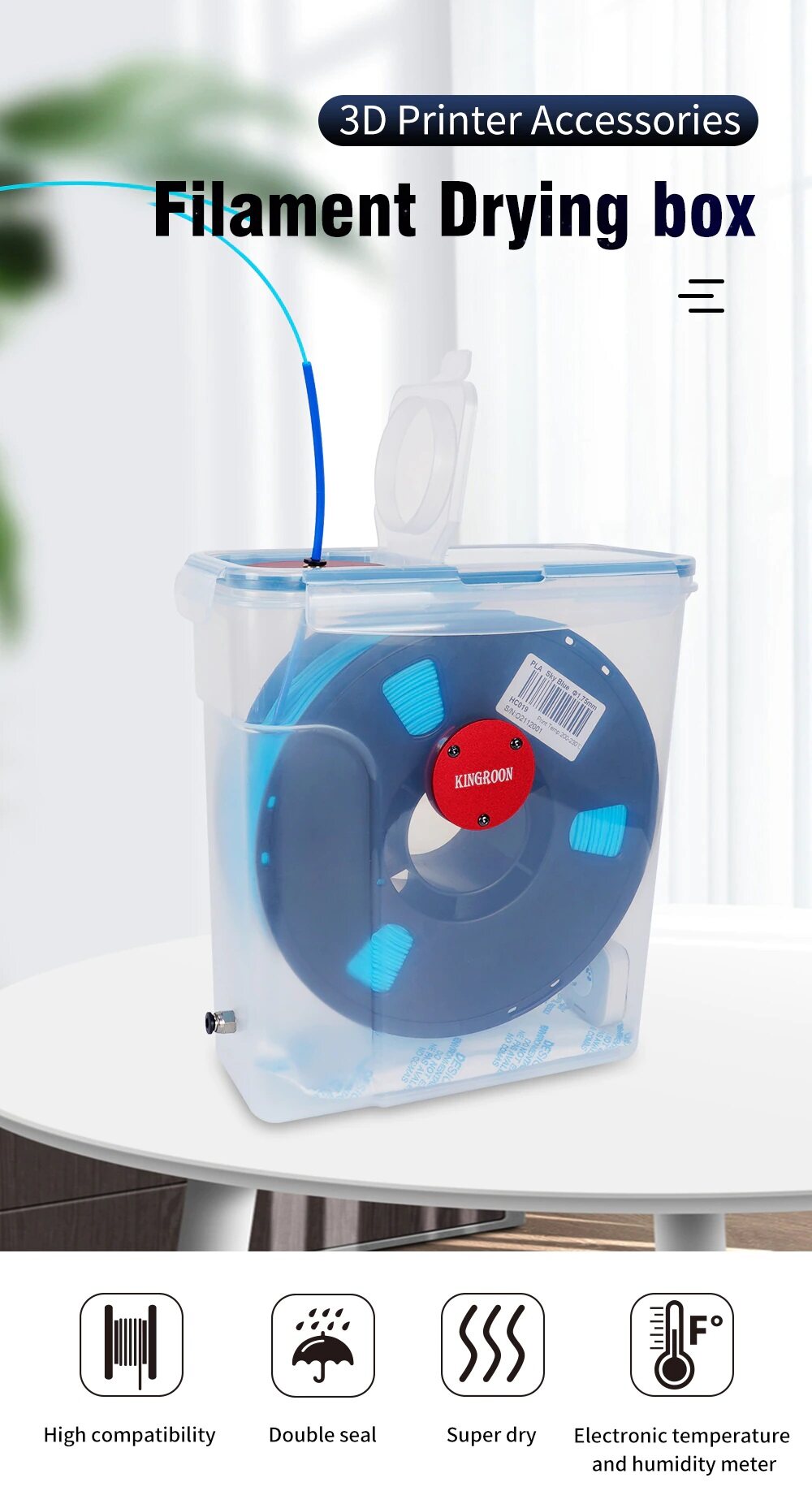 KINGROON 3D Filament Dry Box ABS TPU Filaments Drying Storgae Boxs Keeping Filament Dry Holder 3D Printer Parts