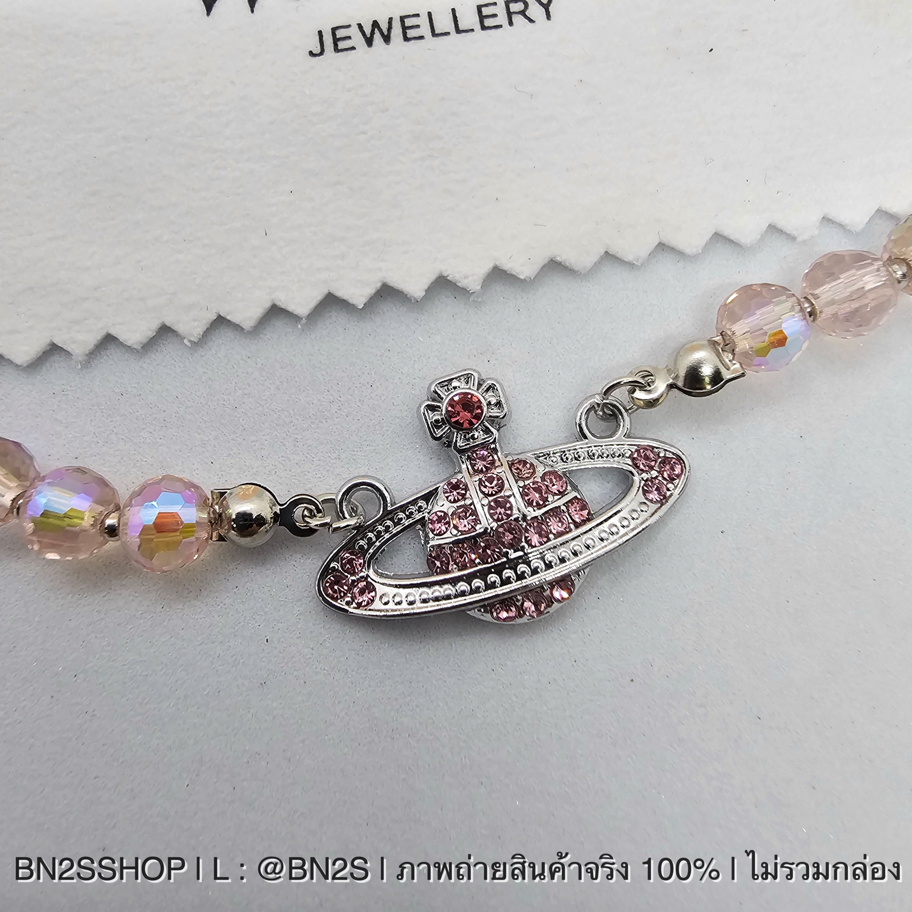 สร้อยคอ | Vivienne Westwood Mini Bas Chocker สร้อยคอจี้ดาวเสาร์สีชมพู งานสวยน่ารัก