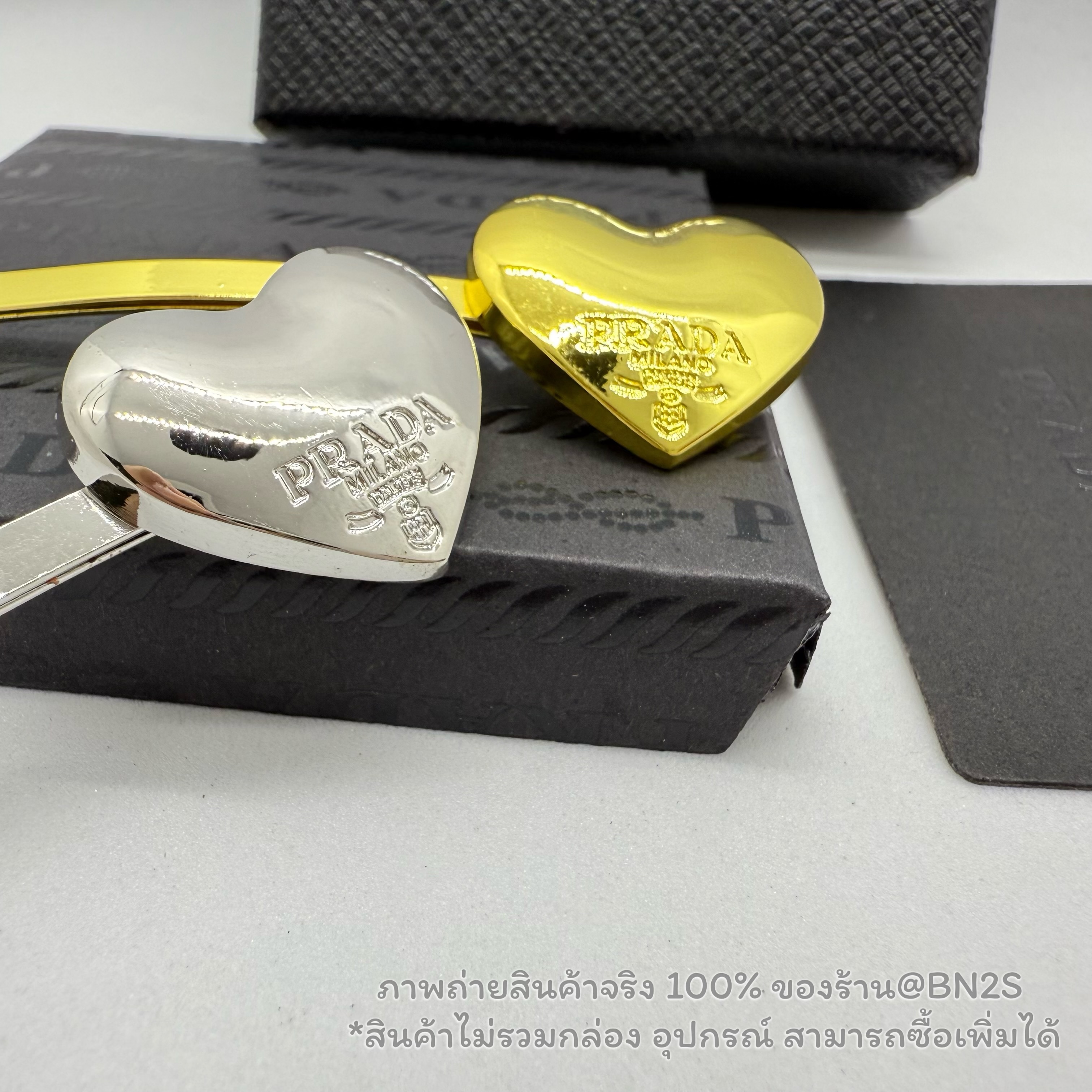 สีทอง | กิ๊บหนีบผมปราด้า หัวใจ PD Heart Hair Clip (ชิ้นละ) อะไหล่สีเงิน-ทอง ปั๊มโลโก้ พร้อมส่ง งานสวย 100% ส่งจากไทยไม่ต้องรอ ไม่รวมกล่อง อุปกรณ์