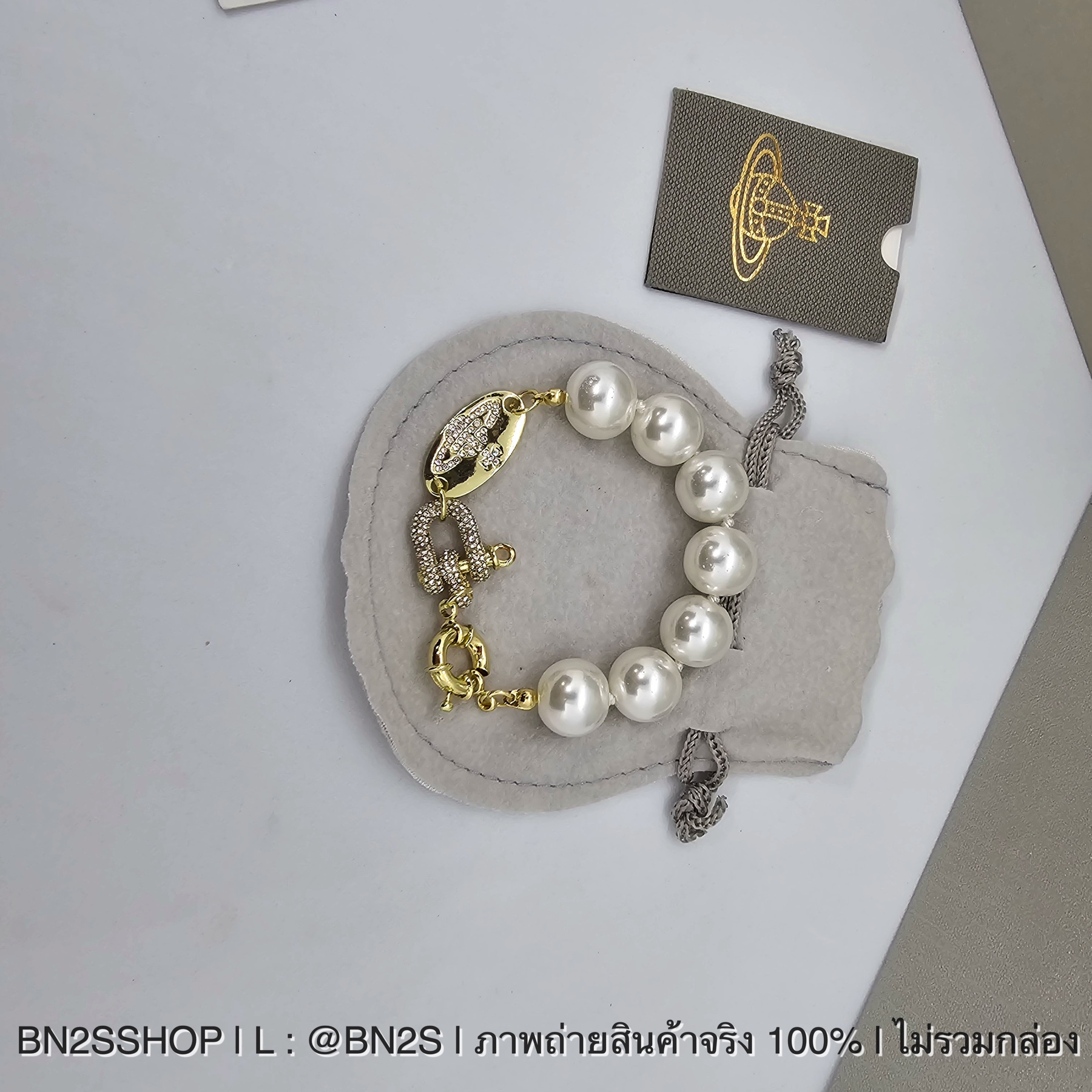 สีทอง | Vivienne Westwood Isoria pearl chocker ไข่มุกเม็ดใหญ่ จี้ตัสล็อคฝังเพชร พร้อมส่งในไทย มีอะไหล่เงิน ทอง
