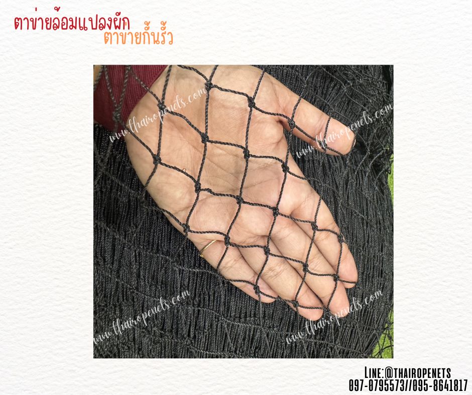 ตาข่ายกั้นรั้วผักสวนครัว สีดำ เชือกหนา 1.3 มิล ช่องตา1x1 นิ้ว ตาข่ายล้อมแปลงผัก รับทำตามขนาดที่ต้องการ