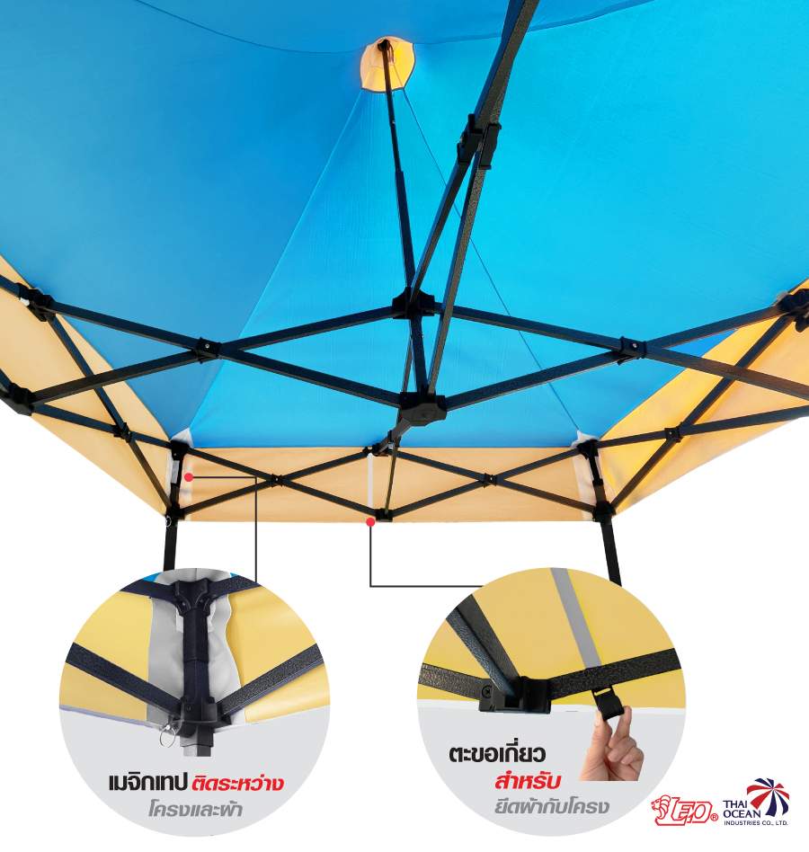 LEO ผ้าหลังคาเต็นท์พับทรงสูง 600D กันแดด ขนาด 2x2 เมตร