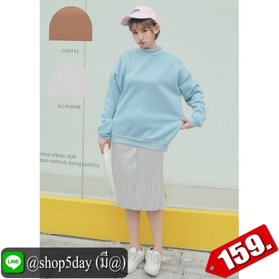 🔥 หนาวแล้วจร้า เสื้อกันหนาวแขนยาวผ้าสำลีหนานุ่ม 14 สีจุใจ ‼️