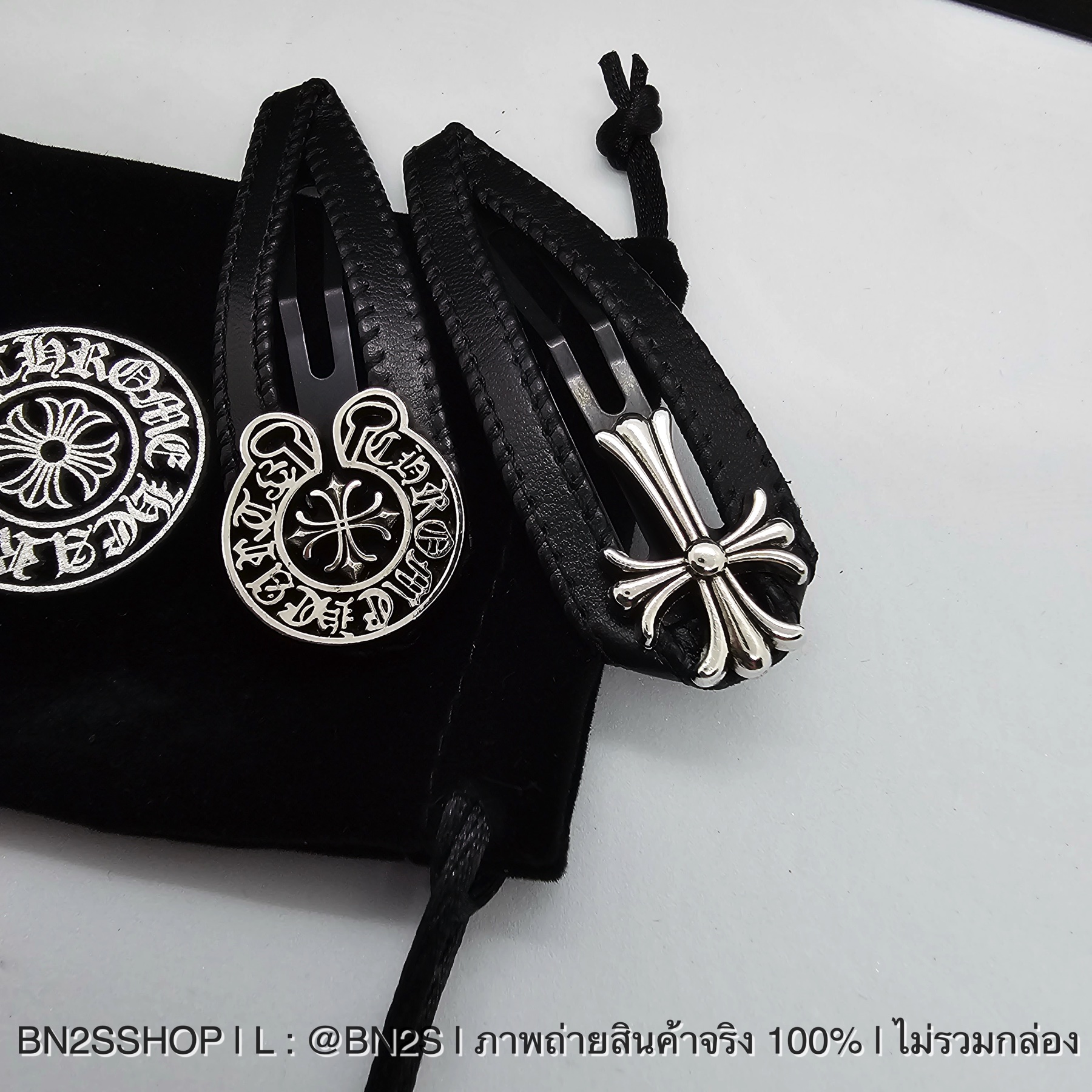 กิ๊บกางเขน | Chrome Heart Hair Clip กิ๊บหนีบผมติดโลโก้ โครมฮาร์ท พร้อมหนัง งานสวย มี 2 แบบ