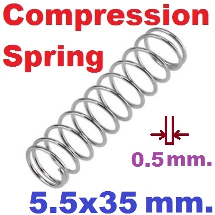 สปริงขดแบบกด ขนาด 5.5x35 mm. Compression Spring Pressure Spring Steel สปริงกด สปริงดัน