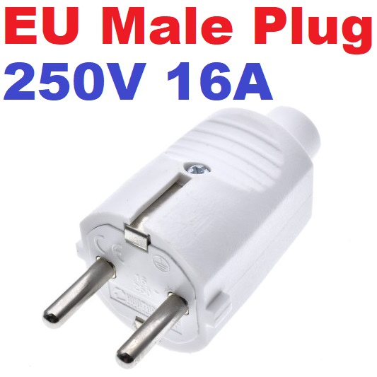 หัวปลั๊ก EU AC 250V 16A สีขาว European Plug Electrical Plug Socket Outlets White color Extension Adapter Power Cord Connector German male plug