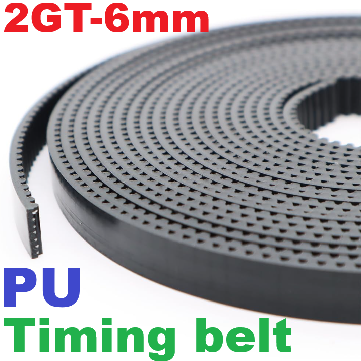 สายพาน PU 2GT-6mm กว้าง 6mm. แบ่งขายเป็นเมตร Black Rubber timing belt PU Opening Timing Belt GT2-6mm For 6mm Belt 3D Printer
